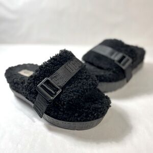 UGG Women's Fluffita Slippers Flatform Slides 1113475 Black Size 6